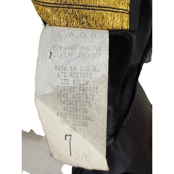 Vtg 90s LA Glo Black Velvet & Satin Halter Slip Maxi Gown Dress Sz 7 Glam Goth - Picture 7 of 8